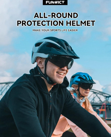 FUNWICT MTB Helmet – Rechargeable LED, Visor & Glasses for Men & Women