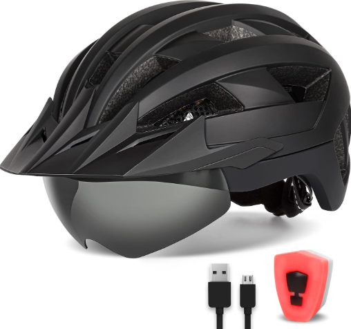 FUNWICT MTB Helmet – Rechargeable LED, Visor & Glasses for Men & Women